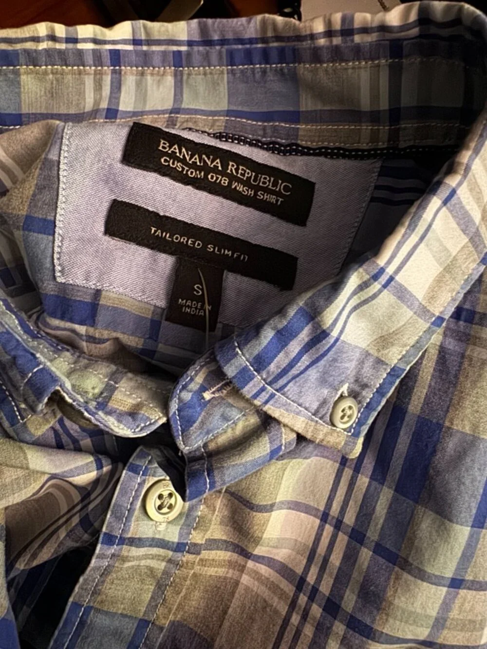 Banana Republic Men’s Small Blue Plaid Slim Fit Shirt